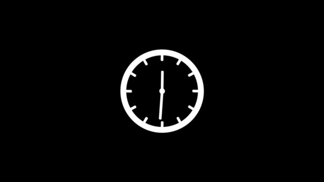 Time clock isolated icon for watch design. Clock icon in flat style, timer on black background. Business watch.