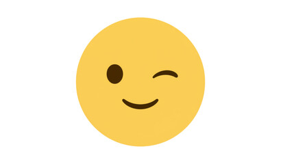 Fototapeta premium Cute Winking Emoji Face Flat Vector Illustration
