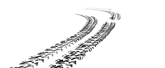 Vector black tire tracks road white background © eTC dEsIgN