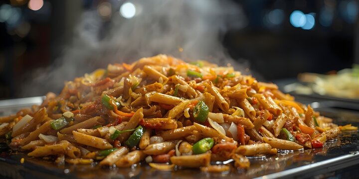 Sri Lankan Kottu Pasta &ndash; Spicy Street Food Fusion on Hot Griddle