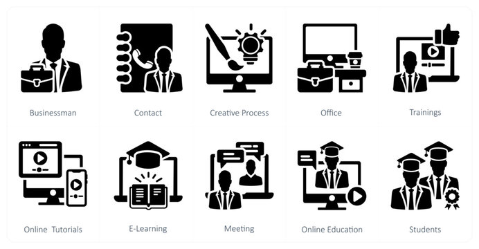 A set of 10 mix icons as businessman, contact, creative process