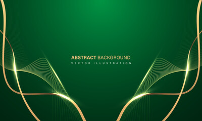 Abstract luxury element with gold light glow effect on green modern graphic design decoration for banner template background vector