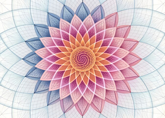 Spiraling grid turning into flower petals.