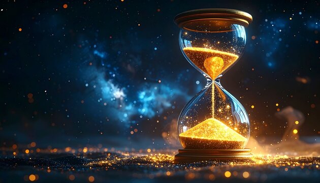 宇宙と時間が交差する神秘的な砂時計
