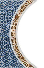 Islamic Geometric Design with Blue and Brown Floral Patterns