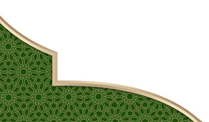 Islamic Geometric Pattern Border - Green & Gold Design Element