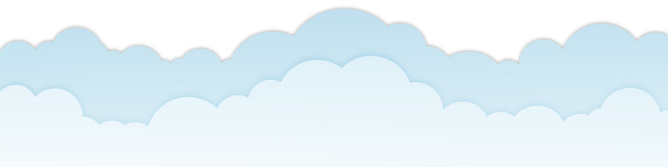 Light Blue Cartoon Cloud Border, Illustration