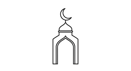 Obraz premium Mosque gate icon vector isolated. islamic architecture symbol. traditional ramadan kareem and eid al-fitr, eid al-adha celebration symbols