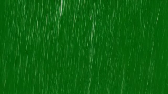 Rain falling on green screen background overlay with realistic droplets for weather compositing and special effects