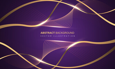 Abstract luxury element with gold light glow effect on purple modern graphic design decoration for banner template background vector