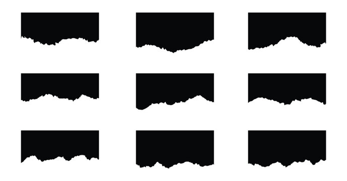 Simple Torn paper vector collection. Tron page edges. Vector Illustration.