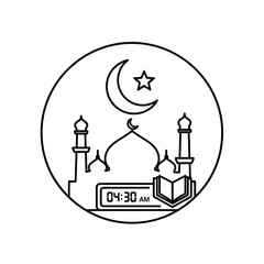 Obraz premium Ramadan Prayer Time Outline Icon, ramadan, prayer time, salah, islamic icon, islam