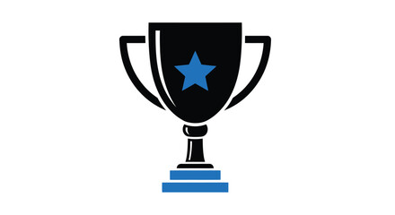 Obraz premium A black trophy with a blue star inside symbolizing victory and achievement