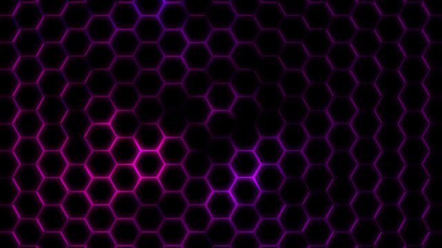 glow purple abstract hexagon moving animated background