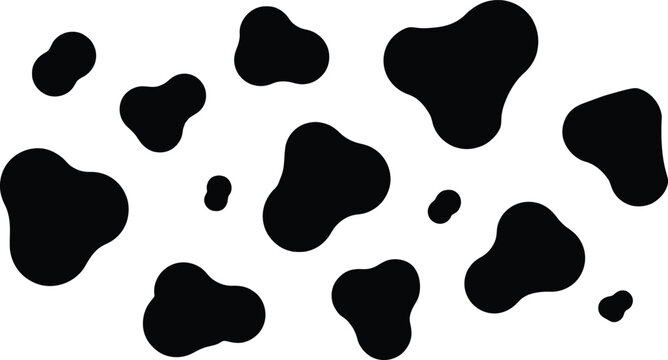 Illustration of black and white cow print spots pattern for fabric or wallpaper design