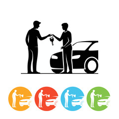 car rental, man handing over keys.