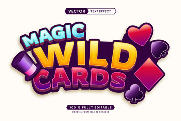Text effect editable magic wild cards 3d gaming cartoon font style