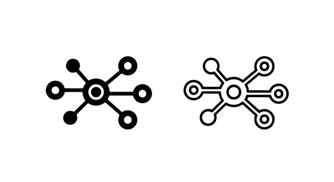 Network Connection Icon: Social Media, Data Sharing, Hub, Communication Symbol