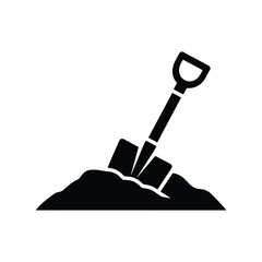 Shovel Digging In Ground Construction Work Icon