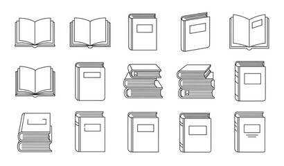 Minimal Outline Book Icons Collection for Library School and Education Design