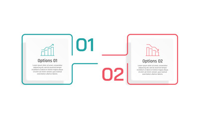 Business Comparison Infographic with 2 Options and Success vs Failure Graphs. Vector illustration.