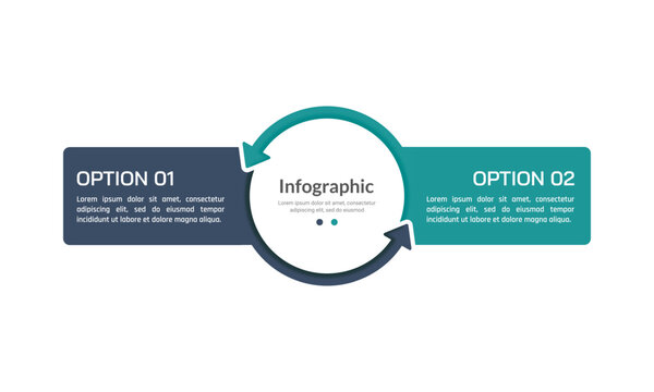 Infographic Minimalist Vector Cycle Diagram with Two Parts for Financial Report and Data Visualization. Vector illustration.
