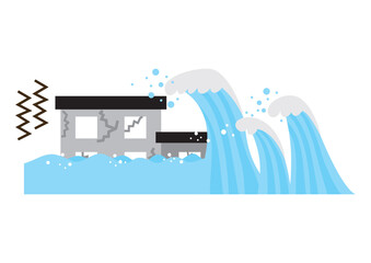 津波の被害にあった家