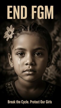 Child portrait advocating for an end to female genital mutilation