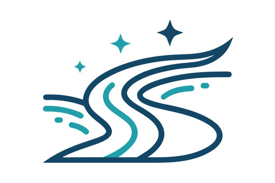 clean river outline vector icon  flowing river wit