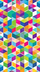 Vibrant abstract pattern of colorful geometric 3D shapes
