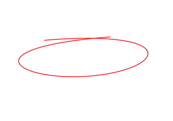 Naklejka premium Red hand-drawn squiggly oval shape outline sketch isolated on transparent background