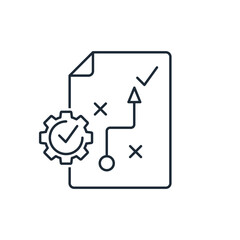 Project planning and implementation. Action plan document.Vector linear icon illustration isolated on white background.