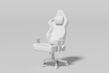 Modern ergonomic gaming chair 3D illustration with futuristic design on isolated background
