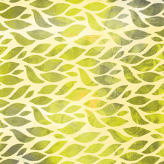 Organic Green Leaves Seamless Pattern with Textured Details
