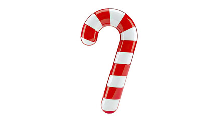 Red and white striped candy cane with curved hook