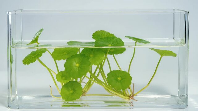 Centella asiatica leaves in water skincare concept