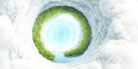 Cloud Portal Above Emerald Lagoon
