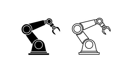 Industrial robotic arm icon for manufacturing automation and factory production technology