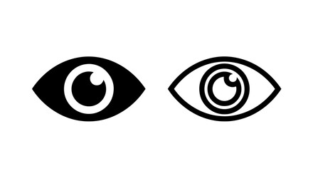 Human Eye and Pupil Icons for Graphic Design Optical Healthcare and Privacy Security Symbols