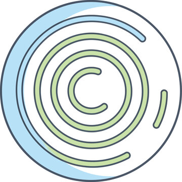 Flat vector isobar pressure map circle curved lines two pastel colors scientific icon