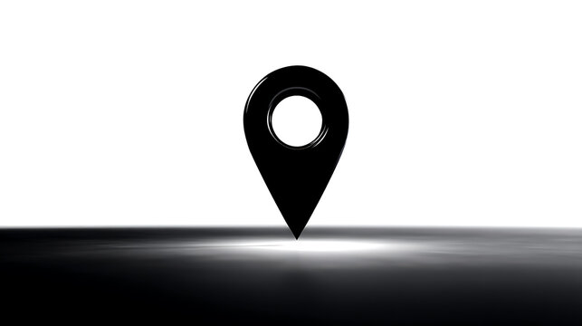 Location Icon: A sleek, three-dimensional location pin icon casts a subtle shadow, emphasizing its importance. The icon stands as a symbol of place and direction.