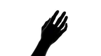 Obraz premium Silhouette of a Reach: A monochrome photograph captures the graceful silhouette of a hand reaching out, conveying a sense of longing and anticipation. 