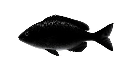 Obraz premium Underwater Silhouette: An isolated, monochromatic view of a fish in a serene pose, a testament to marine elegance.