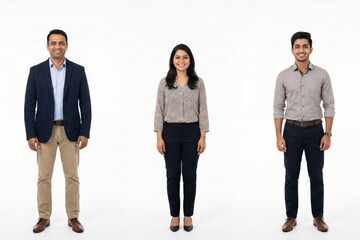 Obraz premium Indian Corporate Team Standing Together on White Background – Diversity and Inclusion Concept