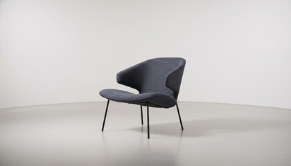 Fototapeta premium Modern gray chair with sleek black legs in minimalist room