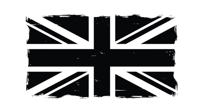 Distressed union jack a black and white representation of the british flag