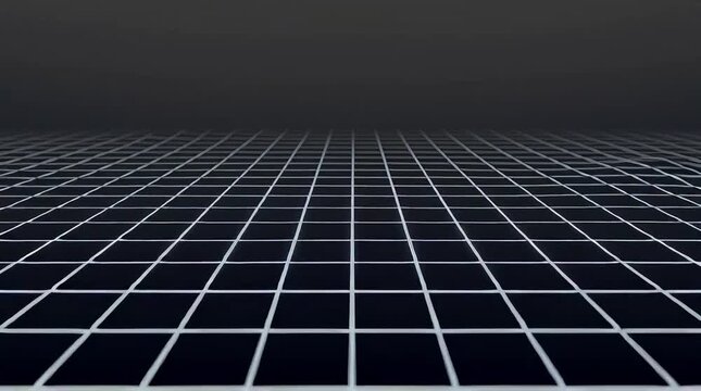 Futuristic grid pattern with dark background and white lines