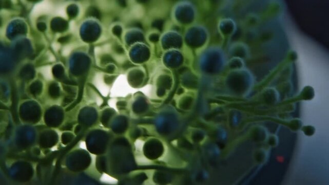 Microscopic view of green algae for science and educational use