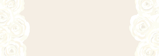 ベージュ地に白いバラの花のクラシカルなベクター背景イラスト