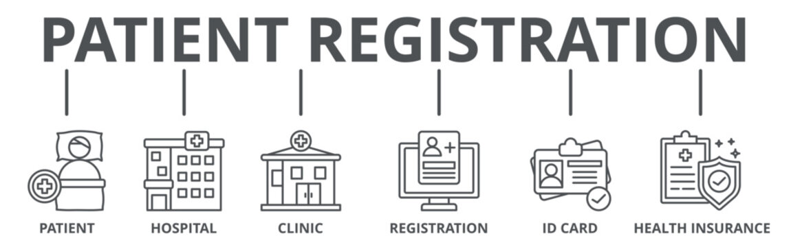 Patient registration banner web icon vector illustration concept